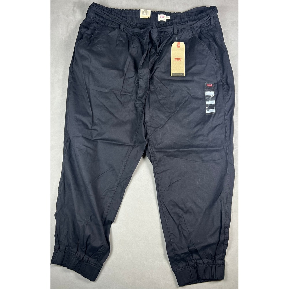 NWT Levis Womens Size‎ 18W Jogger Pants Caviar Black Elastic Waist Cotton Twill